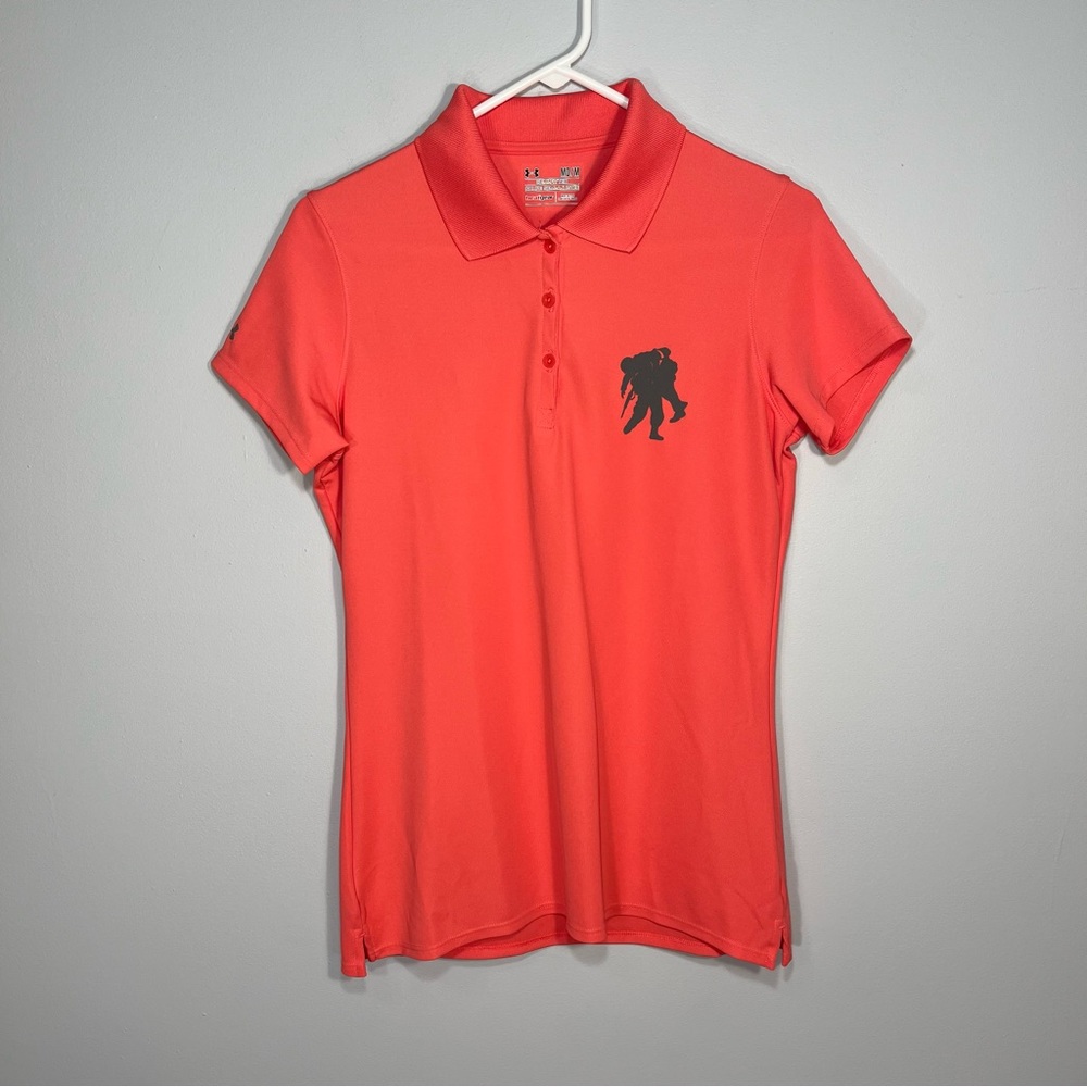Under Armour Polo Shirt Womens Medium Pink Wounded Warrior Project Golf Casual
